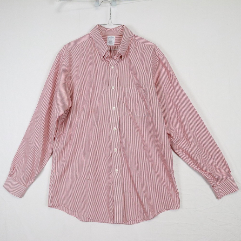 Brooks Brothers Shirt Mens 16-4/5 Regent Non Iron Button Up Striped Long Sleeve